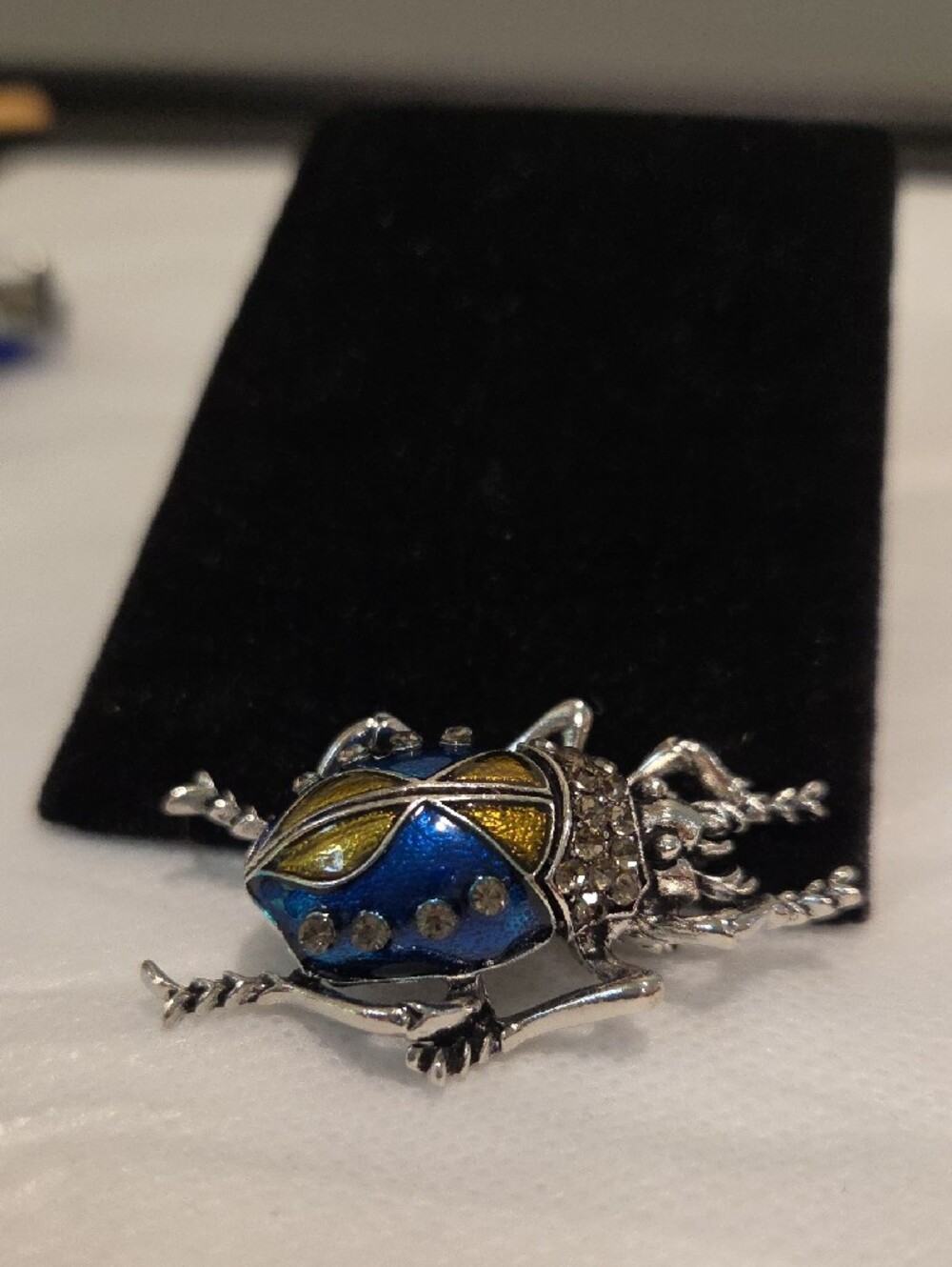 Multi-color Beetle Brooch With Rhinestone Acents - Picture 3 of 4